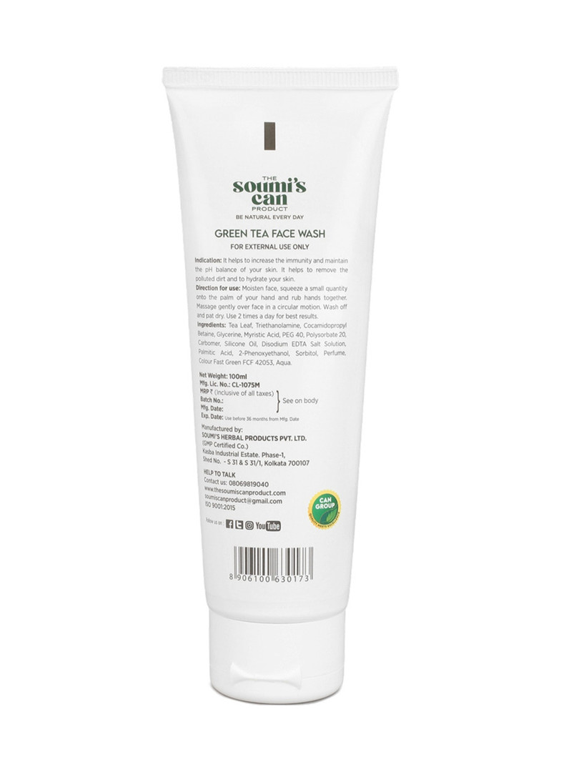 THE SOUMI'S CAN PRODUCT Set Of 3 Green Tea Face Wash - 100ml Each